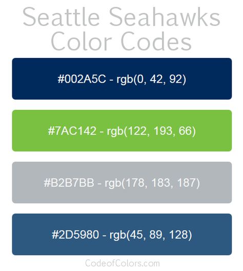 Seattle Seahawks Colors - Hex and RGB Color Codes Lowes Paint Colors, Seahawks Crafts, Boys Bedroom Colors, Seahawks Colors, Nfl Team Colors, Boys Bedroom Paint, Seattle Seahawks Logo, Seahawks Jersey, Rgb Color Codes