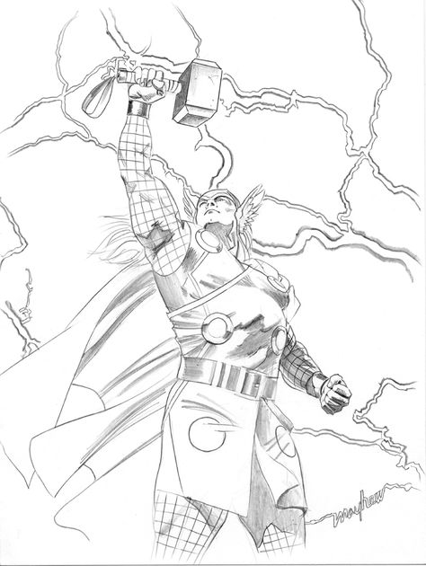 Thor Drawing Comic Art Thor Drawing, Mike Mayhew, Thor Comic Art, Loki Drawing, Thor Art, Thunder God, Marvel Character Design, Thor Comic, Adam Hughes