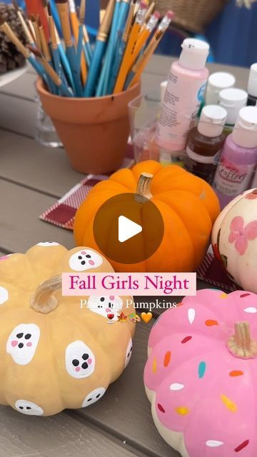 Cute Fall Girls Night, Fall Ladies Night Ideas, Pumpkin Painting Date Night, Halloween Cozy Night, Halloween Crafts For Adults Girls Night, Girls Night Craft Ideas Fall, Pumpkin Painting Girls Night, Fall Get Together Ideas, Girls Pumpkin Painting Party