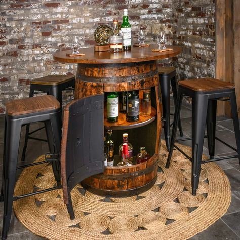 funnel opt in page - gateway Whiskey Barrel Furniture, Solid Oak Table, Curved Bench, Oak Table Top, Barrel Table, Built In Cabinet, Barrel Furniture, Rustic Bar, Barrel Stave