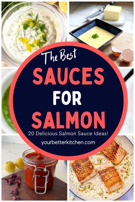 Ready to take your salmon dishes to the next level? Our list of 20 lip-smacking sauces for salmon will elevate your fish game instantly! From creamy dill to zesty citrus, these sauces for fish are versatile, mouthwatering, and perfect for your next dinner. Don't settle for that tired old lemon slice – explore our amazing salmon sauce ideas and fish condiments that will leave your taste buds begging for more. Follow us for more delectable recipes and ideas! Salmon Sauces, Sauce For Grilled Salmon, Salmon Burger Sauce, Sauces For Salmon, Salmon Sauce Recipes, Cilantro Chimichurri, Yogurt Dill Sauce, Poblano Sauce, Salmon Burger Recipe