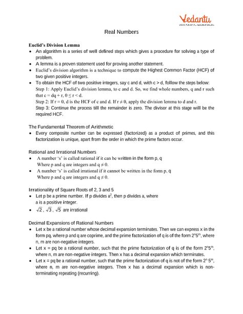 Class 10 Maths Revision Notes for Real Numbers of Chapter 1 Real Numbers Class 10, Maths Revision Notes, Class 10 Notes, Division Algorithm, Maths Revision, Cbse Class 10, Prime Factorization, Good Marks, Irrational Numbers