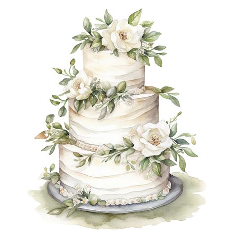 Cakes Clipart, Wedding Cake Clipart, Watercolor Wedding Cake, Cake Clipart, Wedding Card Frames, Wedding Cards Handmade, Rustic Wedding Table, Polymer Clay Diy, Cake Pictures