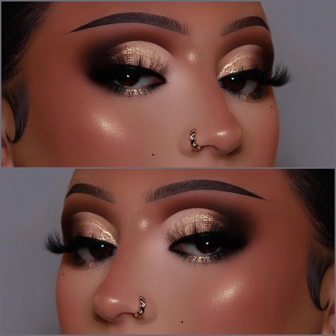 Fall Makeup Looks For Brown Eyes Natural, Brown Eyeshadow Looks Black Women, Elegant Eyeshadow Looks, Brown Makeup Ideas, Simple Fall Makeup Looks, Eyeshadow Looks Black Women, Eye Color Makeup, Very Easy Makeup, Warm Tone Makeup