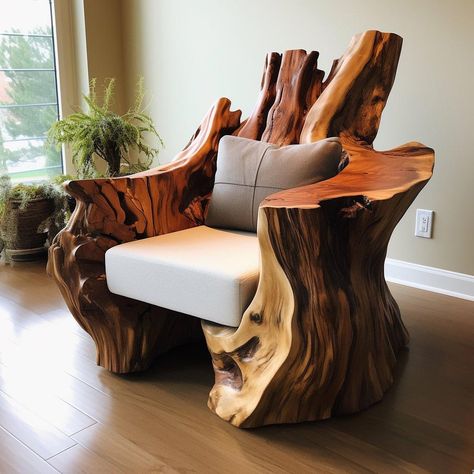 Organic Wood Furniture Design Concepts: Masterful and Organic Log Chairs, Rustic Entryway Table, Woodworking Projects For Beginners, Rustic Sofa, Wood Furniture Design, Live Edge Furniture, Wood Bedroom Furniture, Log Furniture, Single Sofa Chair