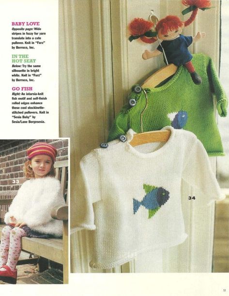 Family Circle Easy Knitting Fall 2001 : Free Download, Borrow, and Streaming : Internet Archive Intarsia Knitting Charts, Baby Fish, Pull Bebe, Fish Motif, Knitting Magazine, Vintage Knitting Patterns, Fish Patterns, Pdf Knitting Pattern, Knitting Charts