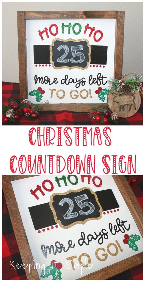 Classroom Door Decorations Christmas, Christmas Countdown Ideas, Door Decorations Christmas, Vinyl On Wood, Christmas Countdown Sign, Classroom Door Decorations, Cricut Wood, Simple Classroom, Door Decorations Classroom Christmas