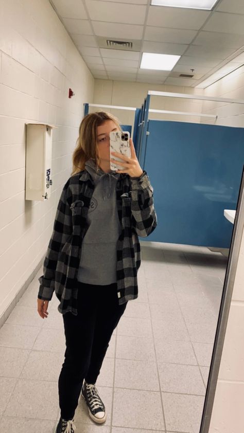 lazy day outfit | leggings | sweat pants | flannel | sweatshirt | ootd Flannel Outfits With Leggings, Flannel And Sweatpants Outfit, Flannel Over Hoodie Outfit, Flannel Pants Outfit, Flannel Over Hoodie, Sweatshirt Ootd, Outfit Leggings, Flannel Sweatshirt, Outfit Hoodie