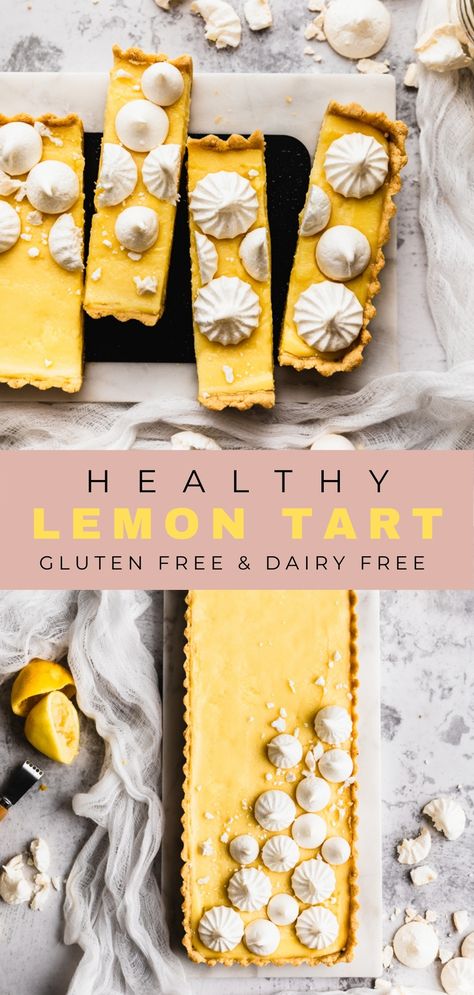 Lemon Curd Dairy Free, Gluten Free Lemon Tart, Gluten And Dairy Free Lemon Desserts, Healthy Lemon Tart, Healthy Lemon Curd Recipe, Dairy Free Tart Recipe, Gluten Free Dairy Free Tart, Gluten Free Lemon Recipes, Lemon Gluten Free Desserts