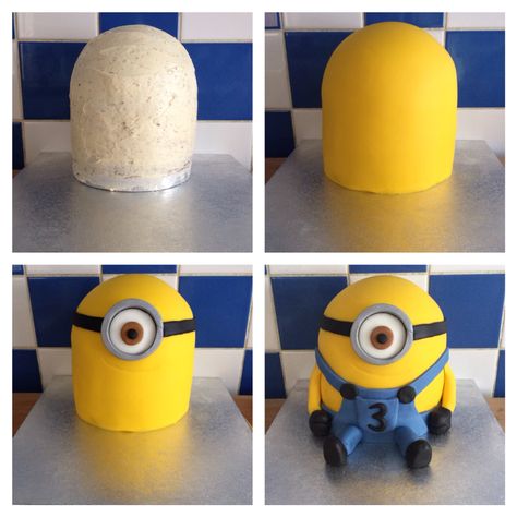 Step by step 3D Minion Cake Tutorial Evolution of a Minion Minions Cake Ideas, Minion Cake Ideas, Minion Cake Tutorial, Cake Minion, Cake Minecraft, Minion Cakes, Minions Cake, Minion Birthday Cake, Minions Birthday