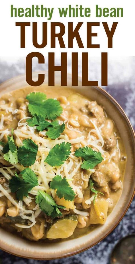 Chili Turkey, White Bean Turkey Chili, Chili Chili, White Bean Chili, Chili Recipe Turkey, Gluten Free Chili, Turkey Soup, Turkey Chili, Pepper Jack Cheese