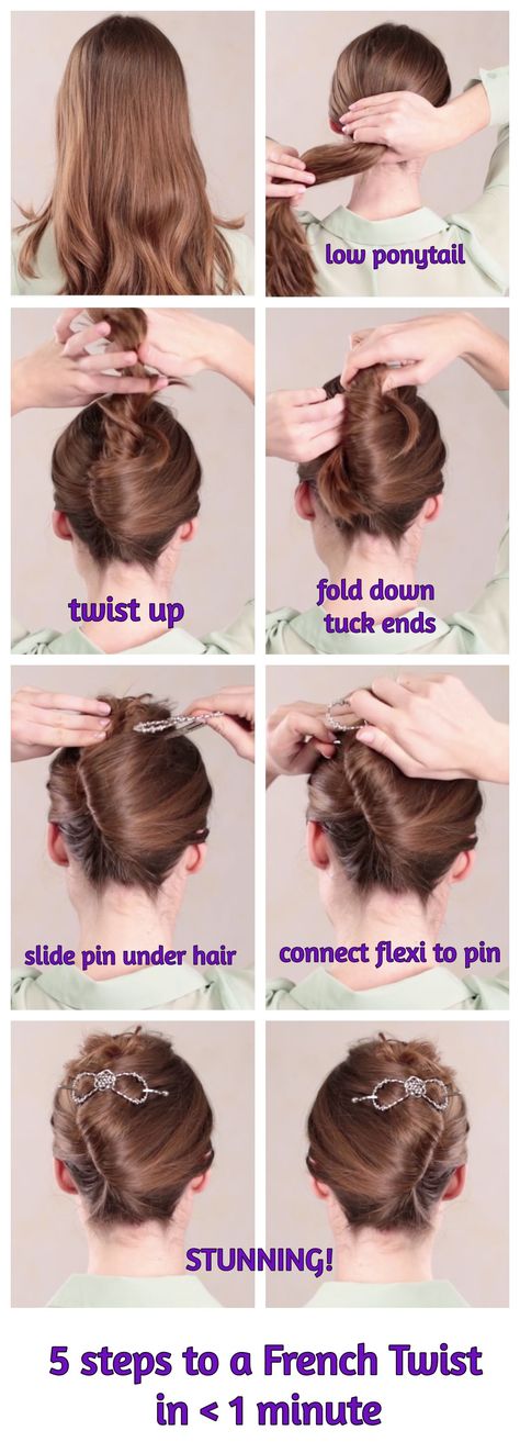 Long Hair For Office Hairstyle Ideas, French Twist Hair Clip, How To Make A French Twist Hair, How To Do A French Twist On Yourself, How To Do French Twist, French Chignon Updo, French Updo Twist, French Twist Hair Tutorial, French Clip Hairstyles