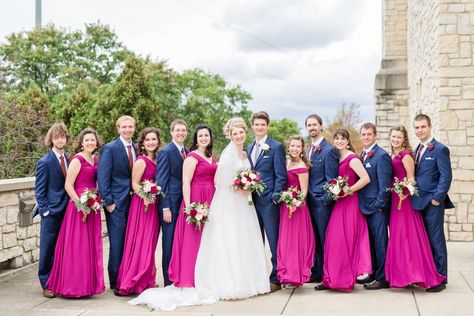 Magenta, Blush, & Copper Wedding | Golf Club at Yankee Trace – Michelle Joy Photography Fuschia And Navy Wedding, Tux Colors, Michelle Joy, Blue Groomsmen Suits, Wedding Golf, Blue Groomsmen, Bright Wedding Colors, Copper Wedding, Joy Photography