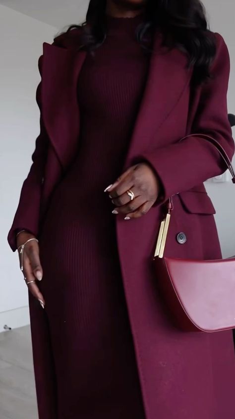 Curvy Lawyer Fashion, Black Women Work Outfits Business Attire, Classy Purple Outfits, Monochromatic Outfit Business Casual, Elegant Style Black Women, Fall Monochromatic Outfits, Red Modest Outfit, Quiet Luxury Black Woman, Corporate Outfits Dress