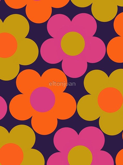 Retro Flower Background, 70s Flower Wallpaper, 80s Flower Pattern, Seventies Flower Mural, 60s Floral Pattern, Neon Flowers, Flower Scarf, Wonderful Flowers, 60s Fashion