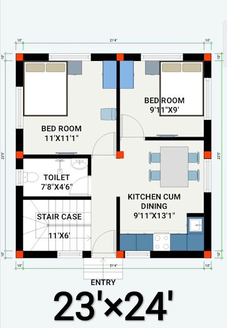 20×30 House Plan, Micro House Plans, 20x30 House Plans, South Facing House, Budget House Plans, Town Planning, 2bhk House Plan, Modern House Floor Plans, Indian House Plans