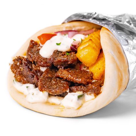 Vegan Gyros - Home Vegan Gyros, Vegan Ground Beef, Cheesesteak Recipe, Tzatziki Recipes, Vegan Beef, Vegan Fast Food, Vegan Beans, Vegan Sandwich, Savory Vegan