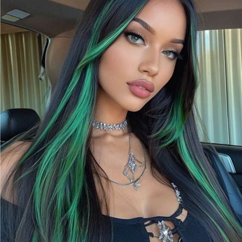 Super Cute And Stylish Ships In 5-10 Business Days Crazy Hair Women, Pink In Black Hair, Oil Spill Hair Dye, Hair Died Idea, Aurora Borealis Hair, Like Green Hair, Red Extensions Hair, Half N Half Hair Color, Hair Dye Ideas Green