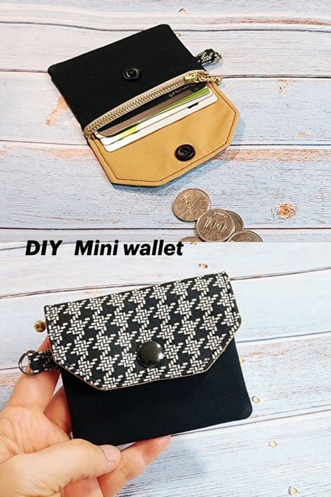 DIY Cards & Coin Purses made easy / Mini wallet sewing tutorial [Tendersmile Handmade] Crochet Credit Card Holder, Card Purse Pattern, Diy Mini Wallet, Crochet Card Pouch, Card Wallet Diy, Small Wallet Pattern, Crochet Card Holder, Tendersmile Handmade, Wallet Pattern Free