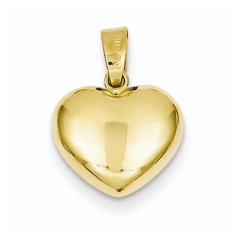 Solid 14k Yellow Gold Puffed Love Plain Heart Charm Pendant Pendant 16mm x 12mm >>> Be sure to check out this awesome product.(It is Amazon affiliate link) #swag Puffed Heart, Puffy Heart, Yellow Gold Pendants, Gold Polish, Jewelry Online Shopping, Gold Heart, Bracelets And Charms, Heart Jewelry, Gold Charm