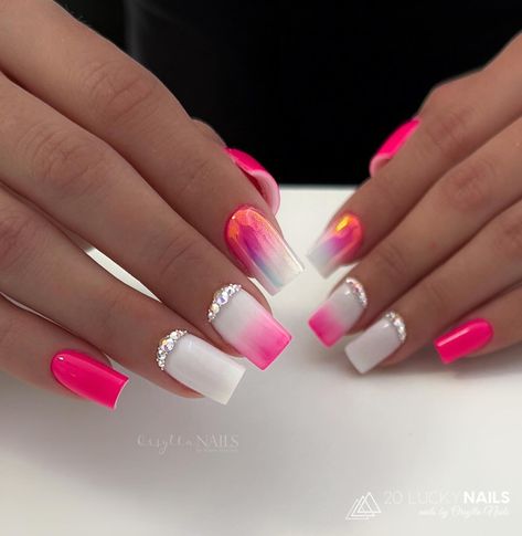 23 Nails, Oh My Gloss, Mega Base, Neon Pink Nails, Gel French Manicure, Milky Nails, Fancy Nails Designs, Nail Colors Winter, Summery Nails