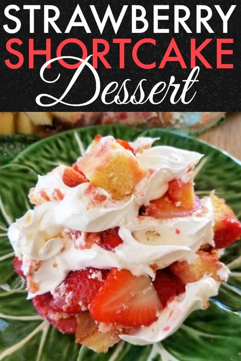 Strawberry Shortcake Dessert! An easy recipe for a Strawberry Shortcake layered dessert made in a 13x9 dish perfect for potluck dinners, cookouts or family gatherings! Strawberry Shortcake With Pudding, Strawberry Shortcake Casserole, Laura Calder, Strawberries Recipes, Desserts Strawberry, Strawberry Shortcake Dessert, Fruit Sweets, Layered Dessert, Strawberry Shortcake Recipes