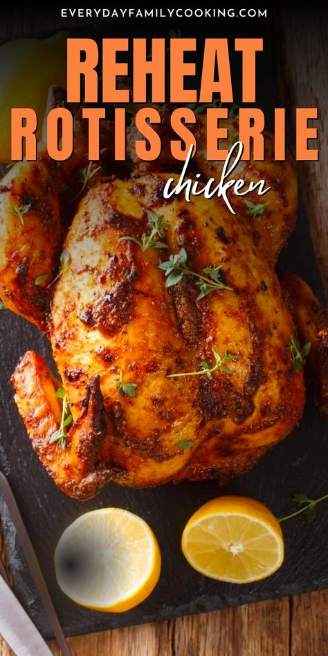 Get perfectly cooked results every time when you reheat rotisserie chicken in air fryer. No need to fire up your oven. The air fryer takes out all of the guesswork! Reheat Whole Chicken In Air Fryer, Reheat Rotisserie Chicken In Air Fryer, Reheat Rotisserie Chicken Ovens, How To Reheat Rotisserie Chicken, Rotisserie Chicken In Air Fryer, Reheat Rotisserie Chicken, Chicken In Air Fryer, Homestyle Meals, Rotisserie Chicken Breast