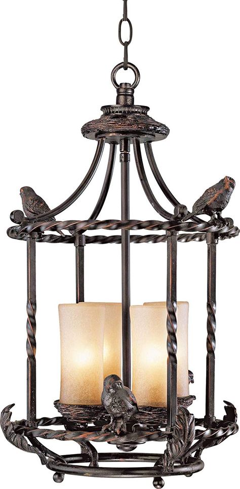 Wrought Iron Light Fixtures, Wrought Iron Pendant Light, House Foyer, Entryway Chandelier, Song Birds, Outdoor Chandelier, Log Cabin Decor, Wrought Iron Chandeliers, Foyer Lighting