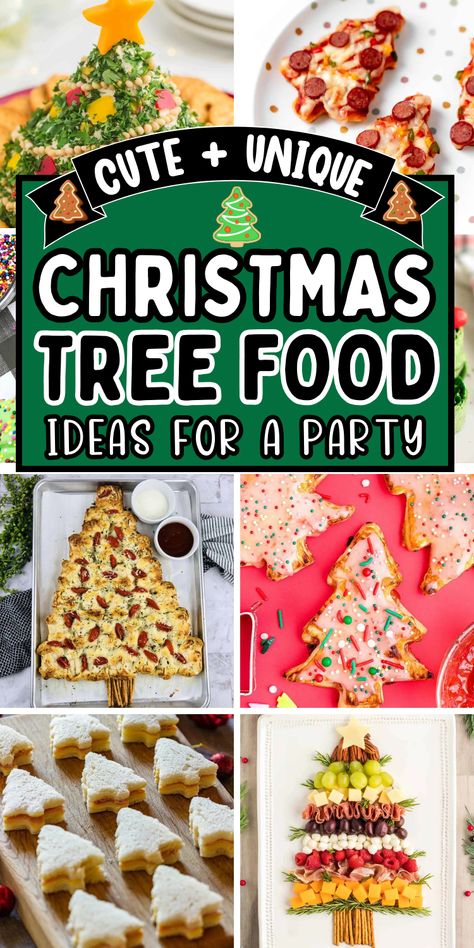 Easy Christmas tree shaped food including holiday snacks and appetizers, cute christmas treats and desserts, xmas fruit tree and charcuterie tree and food boards. Try a christmas tree made with food for festive holiday party food and potluck ideas! Christmas Tree Dinner Ideas, Christmas Tree Themed Party, Christmas Tree Party Food, Tree Decorating Party Food, Christmas Tree Food Theme, Tree Shaped Food, Christmas Tree Relish Tray, Christmas Tree Veggie Tray Platter Ideas, Xmas Tree Appetizer