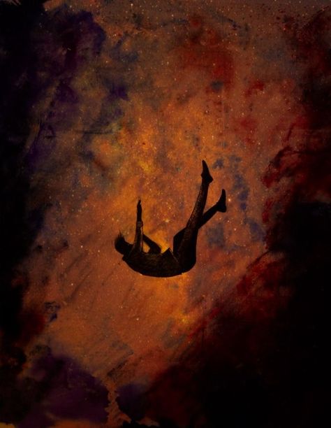 Falling Aesthetic Dark, Falling Art Reference, Falling Reference, Falling Painting, Falling Into Darkness, Falling Aesthetic, Falling Wallpaper, Falling Silhouette, Someone Falling