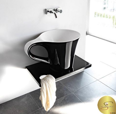 Stylish coffee cup shaped wash basin design. Washbasin Design, Modern Bathroom Sink, Basin Design, Coffee Shops Interior, Sink Design, Bad Design, Cafe Interior Design, Coffee Shop Decor, Cafe Shop