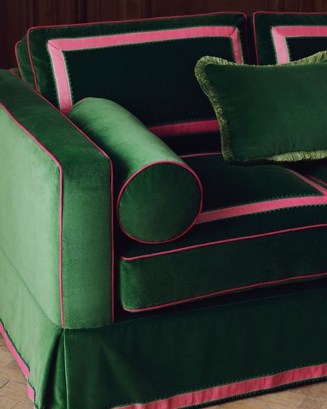 Bertille Trimming in Fuchsia by Manuel Canovas Feminine House, Mood 2024, Upholstery Diy, Elegant Feminine, Sofa Upholstery, Velvet Sofa, Gold Decor, Redo Furniture, Banquette