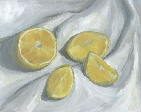 Sliced Lemon, Unique Framing, 8x10 Picture Frames, Artfully Walls, Lemon Slices, Acrylic Painting On Paper, Gallery Wall Decor, Fruit Painting, Acrylic Artwork