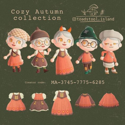 Animal Crossing Fall Outfits, Friendship Art, Animal Crossing Qr Codes Clothes, Bar Designs, Animal Crossing Pocket Camp, Cute Aprons, New Animal Crossing, Animal Crossing Game, Autumn Collection