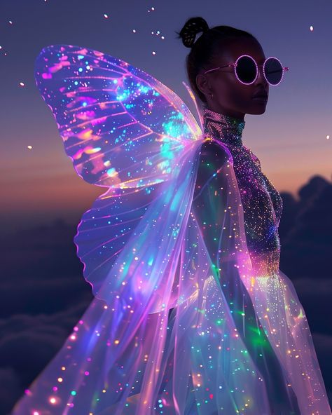 Tuesdays are for Iridescent Butterflies 🦋 Holographic Branding, Sci Fi Outfits, Fun Beauty Products, Afro Futurism, Disco Aesthetic, Bubble Goth, Dreamcore Aesthetic, Fairy Theme, Trippy Iphone Wallpaper