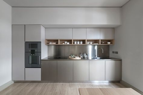 K6 | Linear kitchen developed on 2 sides By TM Italia Cucine design Nicola Gallizia Single Wall Kitchen Layout, Modern Kitchen Room, Single Wall Kitchen, Living Room Decoration Ideas, Kitchen Loft, Wall Unit Designs, Modern Kitchen Decor, Room Decoration Ideas, Beige Kitchen