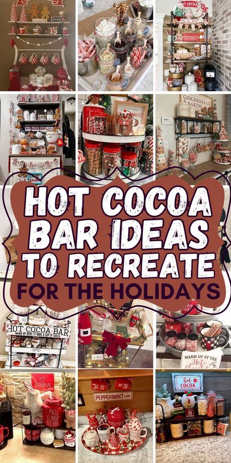 If you're looking to create a cozy and festive spot, I've got some fantastic hot cocoa bar ideas for you! Whether you're setting up a full cocoa station or just need some cute hot cocoa corner ideas, there's plenty to inspire you. Imagine a charming hot cocoa bar cart, decked out with all the fixings for the perfect cup. Trust me, your Christmas cocoa bar ideas will make your home the go-to spot for warm, delicious drinks this holiday season! Hot Cocoa Bar Cart, Diy Easy Christmas Crafts, Christmas Cocoa Bar, Cute Hot Cocoa, Holiday Hot Cocoa Bar, Hot Chocolate Bar Ideas, Hot Chocolate Bar Party, Hot Cocoa Bar Ideas, Cocoa Bar Ideas