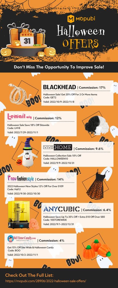 Halloween Sale Deals List 2022 - Prepared by Mopubi Halloween News, Go Wild, Halloween Sale, Food Drinks, Jewelry Diy, Clothing And Accessories, Coding, Holidays, Halloween