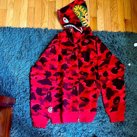 Authentic Bape Hoodie Cheaper Then Reselling Websites Never Worn Before Brand New Bapesta Hoodie, Bape Jacket, Double Hoodie, American Flag Fashion, Bape Hoodie, Red Camo, Camo Hoodie, Hoodie Green, Style Hoodie