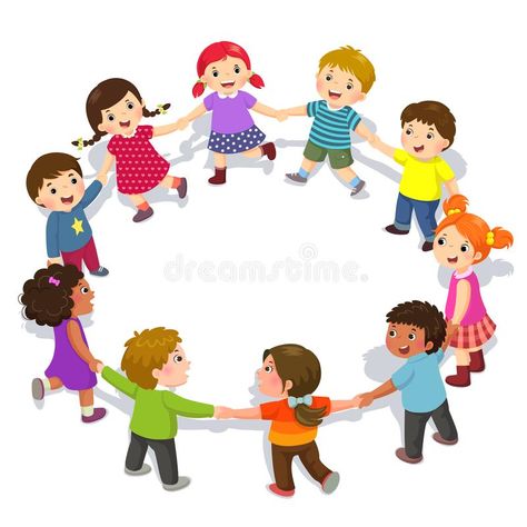 Holding Hands In A Circle, Hands In A Circle, Girls Having Fun, Daily Routine Activities, Children Holding Hands, School Images, Kids Doodles, Happy Cartoon, Kids Clipart