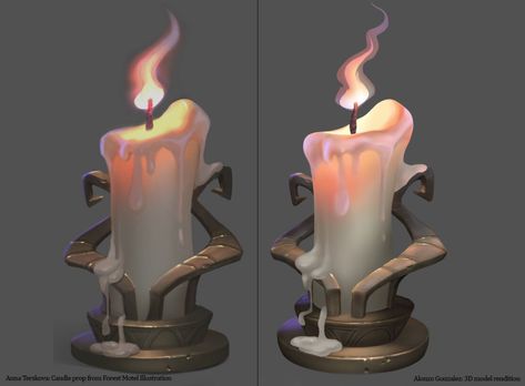 ArtStation - Stylized Fantasy Candle , Alonzo Gonzalez Candle Game, Candle Drawing, Props Concept, Buku Harry Potter, 2d Game Art, Props Art, Casual Art, Fantasy Props, Game Props