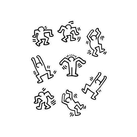 Keith Harrington Tattoo, Wall Of Drawings, Keith Haring Aesthetic, Drawings For Wall, Doodle Drawings Aesthetic, Sticker Tatoos, Dance Doodle, Keith Haring Drawing, Keith Haring Tattoo