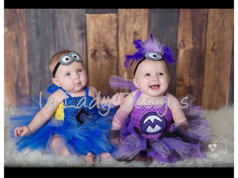 57 Perfect Kids' Halloween Costume Ideas For BFFs Minion Costumes Minion Costumes ($55) Girl Minion Costume, Purple Minion, Purple Tutu Dress, Minion Costume, Sibling Costume, Halloween First Birthday, Purple Minions, Girl Minion, Minion Costumes