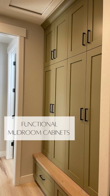 Floor To Ceiling Office Storage, Built In Closet With Bench, Floor To Ceiling Cubby Storage, Mudroom Laundry Room Storage Cabinets, Walkthrough Laundry Mudroom, Small Mudroom Cabinets, Small Narrow Mudroom Ideas, Mudroom Closets With Doors, Small Mudroom With Storage