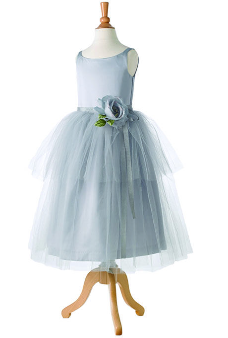 Wedding Color Scheme: Gray. Flower-girl dress, from $146, Us Angels. Blue Grey Wedding Colors, Angels Images, Grey Flower Girl Dress, Gray Flower Girl, Kids Formal Wear, Gray Wedding Colors, Wedding Color Scheme, Flower Girl Dresses Blue, Dress Gallery