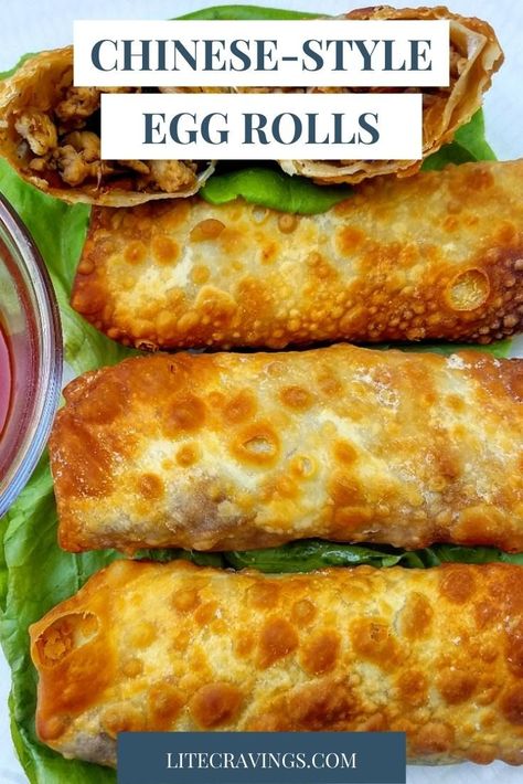 I'm going out on a limb here--these Chinese-Style Egg Rolls, air-fried or oven-baked, are BETTER than most of the deep fried ones I've had. Baked Eggrolls, Egg Rolls Baked, Lite Cravings, Deep Fried Egg, Chinese Egg Rolls, Homemade Egg Rolls, Pork Egg Rolls, Cravings Recipes, Chicken Egg Rolls