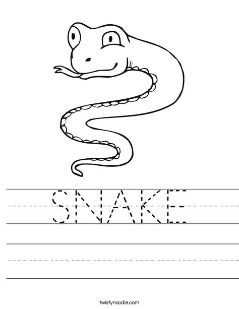 SNAKE Worksheet - Twisty Noodle Snake Worksheet, Snake Facts, Transportation Worksheet, Twisty Noodle, Animal Worksheets, Holiday Lettering, Animal Science, Activity Books, Tracing Worksheets