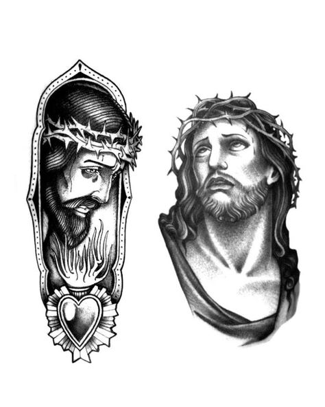 Traditional Jesus Tattoo Design, Jesus Traditional Tattoo, Traditional Tattoo Neck, Christus Tattoo, Foo Dog Tattoo Design, Jesus Christ Tattoo, Traditional Tattoo Flash Sheets, Jesus Tattoo Design, Traditional Tattoo Drawings