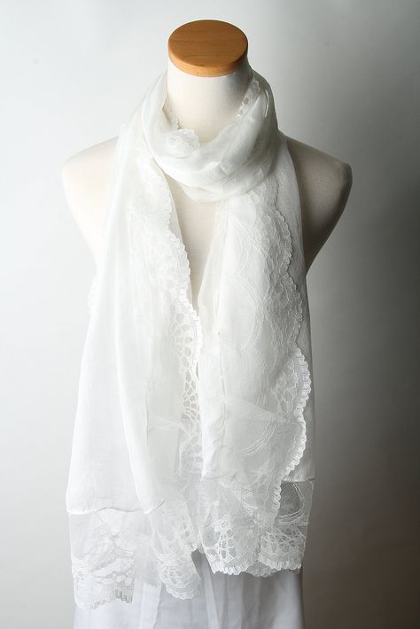 Corciova® Women's Long Lace Imitated Silk Scarf White at Amazon Women’s Clothing store: Elegant White Scarves, Elegant White Rectangular Scarves, Head Silk Scarf, Cozy One Size White Scarves, Vintage White Shawl Scarf, White Lace Scarf, Pretty Sandals, White Scarf, White Scarves