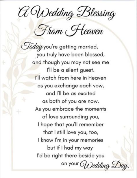 Wedding Prayers, Wedding Card Verses, Wedding Messages To Bride And Groom, Ceremony Readings, Wedding Wishes Quotes, Wedding Verses, Wedding Ceremony Readings, Wedding Day Wishes, Mother In Heaven